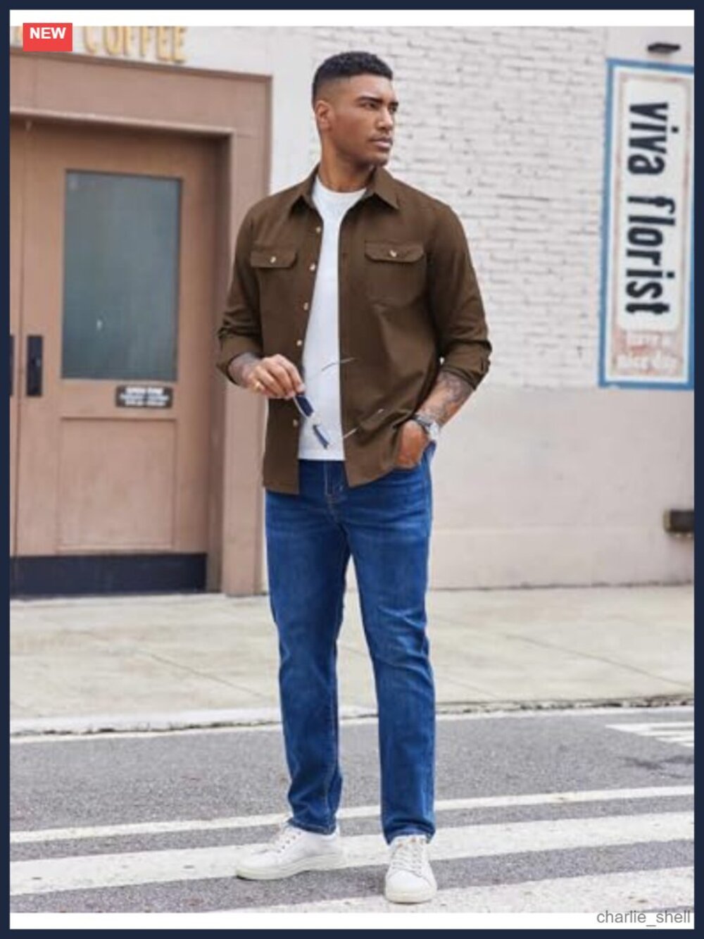 COOFANDY Overshirt Jacket Long Sleeve Button Up Flap Pockets Regular Fit - Picture 2 of 6